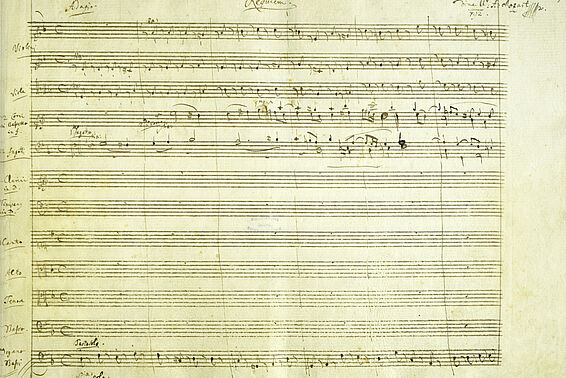 Handschrift Notenblatt, Requiem, Wolfgang Amadeus Mozart, 1791